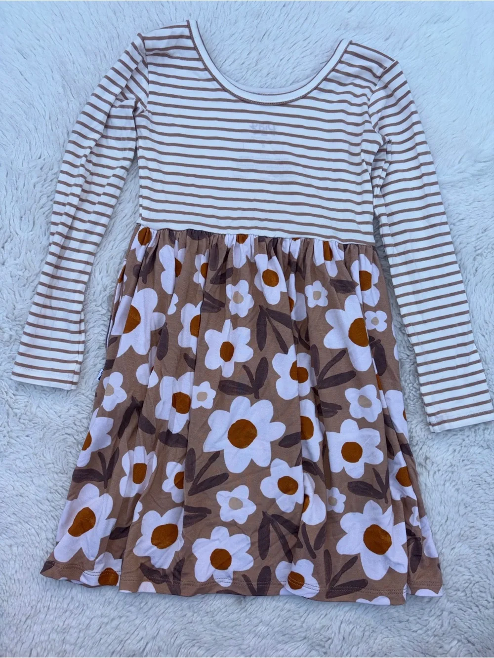 Little Sleepies Girls 5 Daisy Daydream Twirl Dress Stripe Autumn Long Sleeve